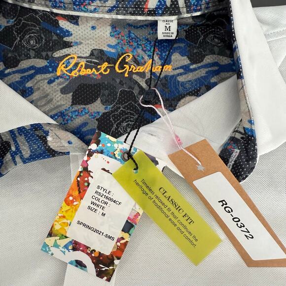 Robert Graham Casual Button Front Long Sleeve Shirt Solid White M - Picture 6 of 9